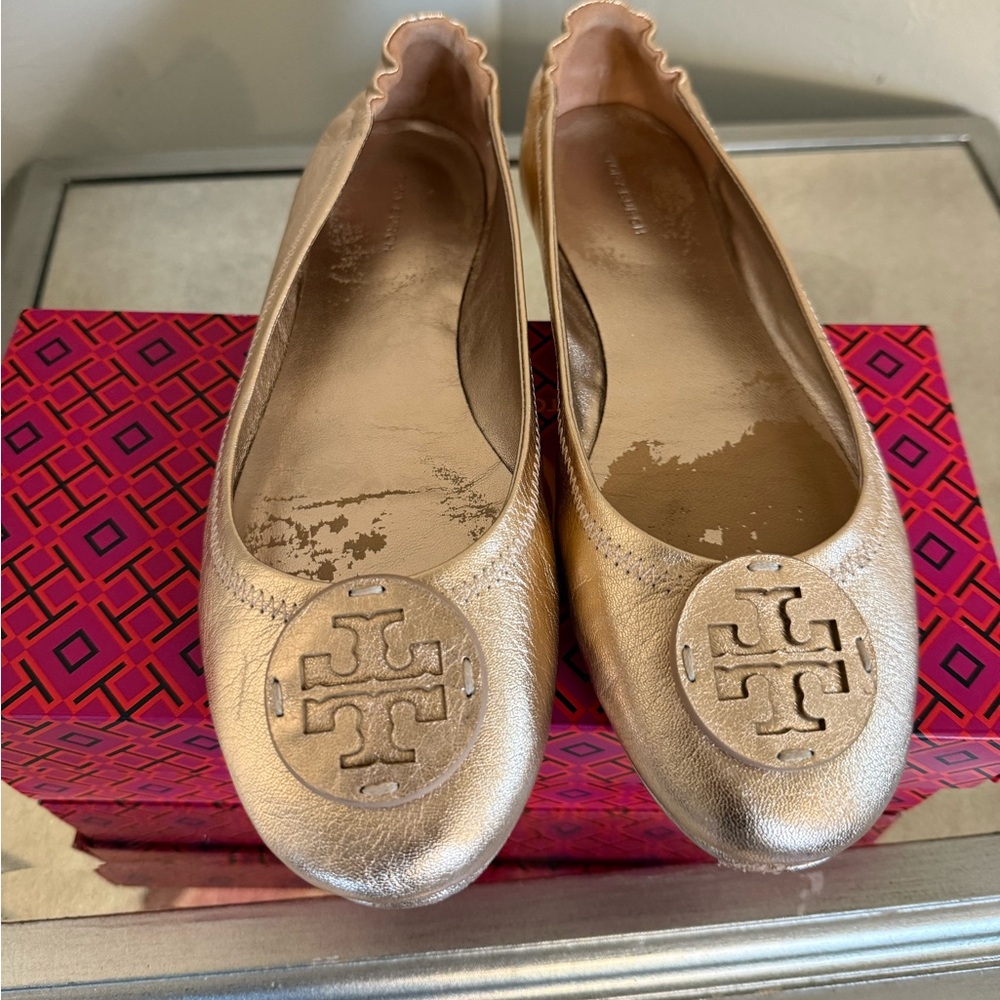 Tory Burch Minnie Travel Ballet With Leather Logo Size 9.5